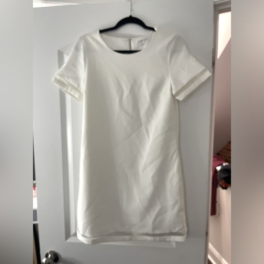 LoveRiche white tshirt dress with sheer trim